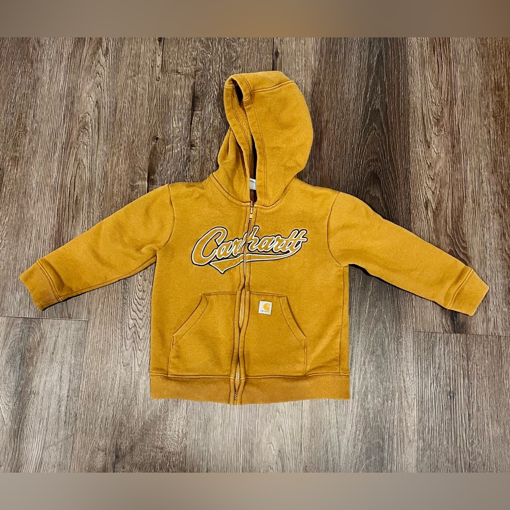 Toddler Carhartt Brown Zip Up Hoodie Sweat Shirt Size 3T